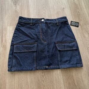 mossman bexley blue indigo denim cargo style cotton mini skirt small medium NEW